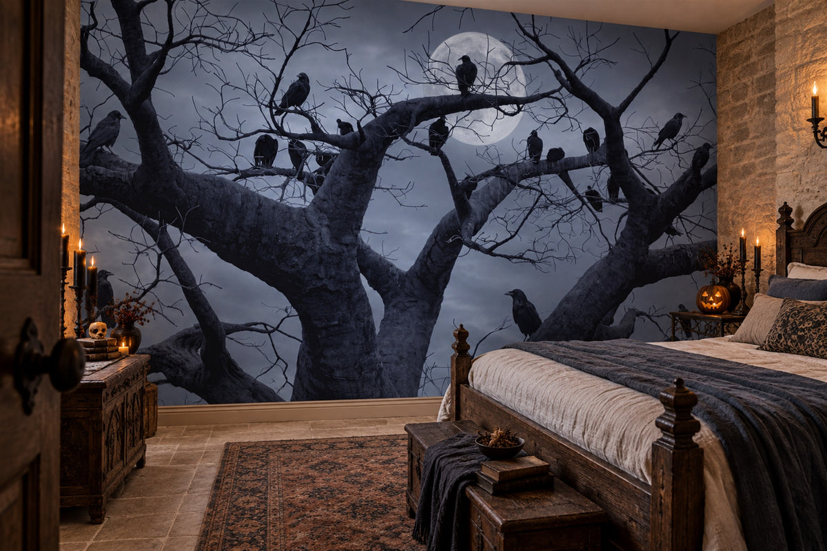 blue ravens custom peel and stick wallpaper mural bedroom removable non woven vinyl