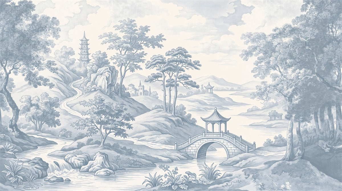 blue toile wallpaper mural custom peel and stick wall removable non woven vinyl main