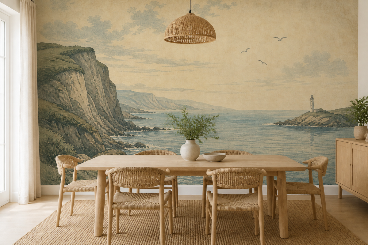 Blue Coastal Wallpaper Mural product view