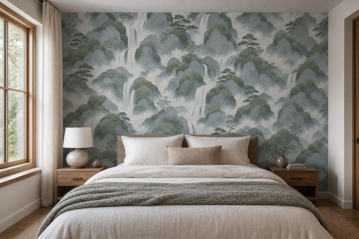 Blue Waterfall Wallpaper Mural product view