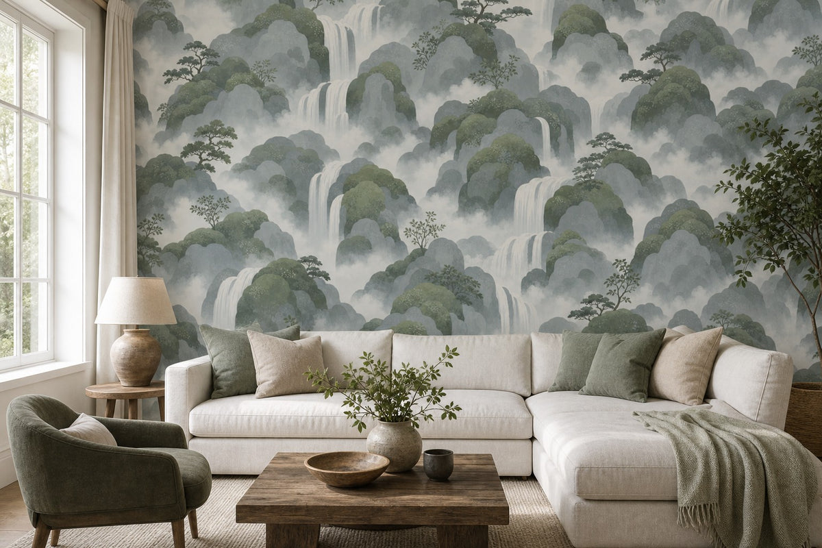 Blue Waterfall Wallpaper Mural product view