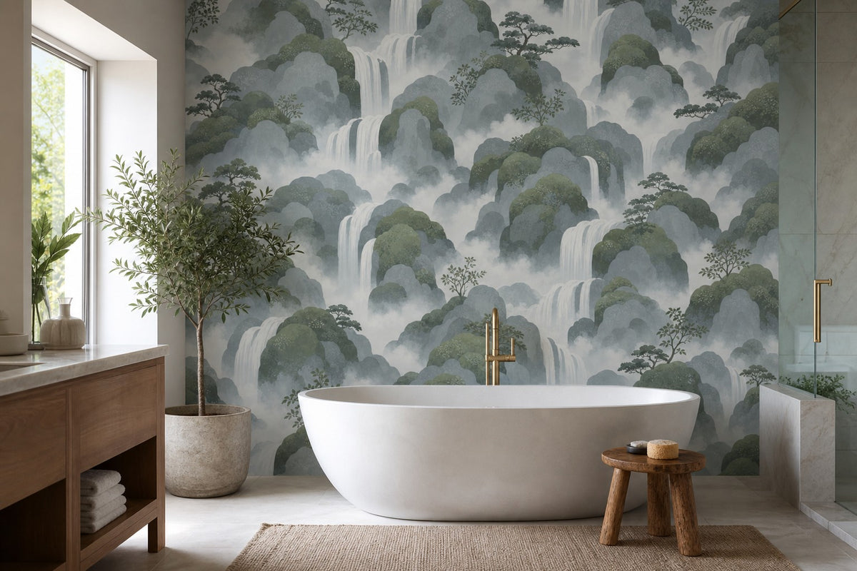 Blue Waterfall Wallpaper Mural product view