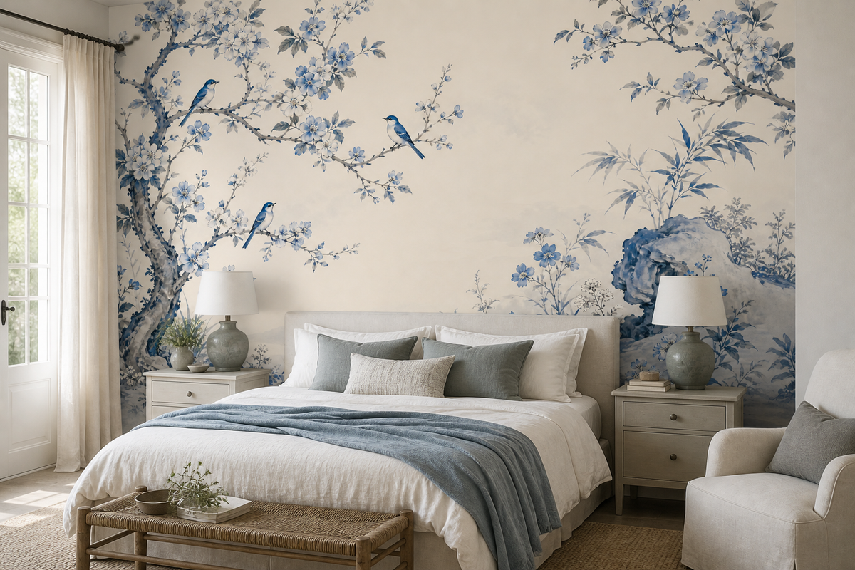 Blue White Wallpaper Mural product view