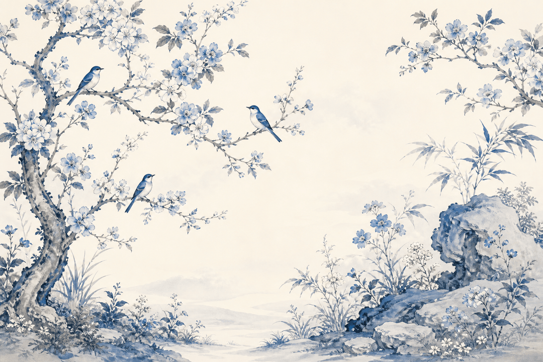 Blue White Wallpaper Mural product view