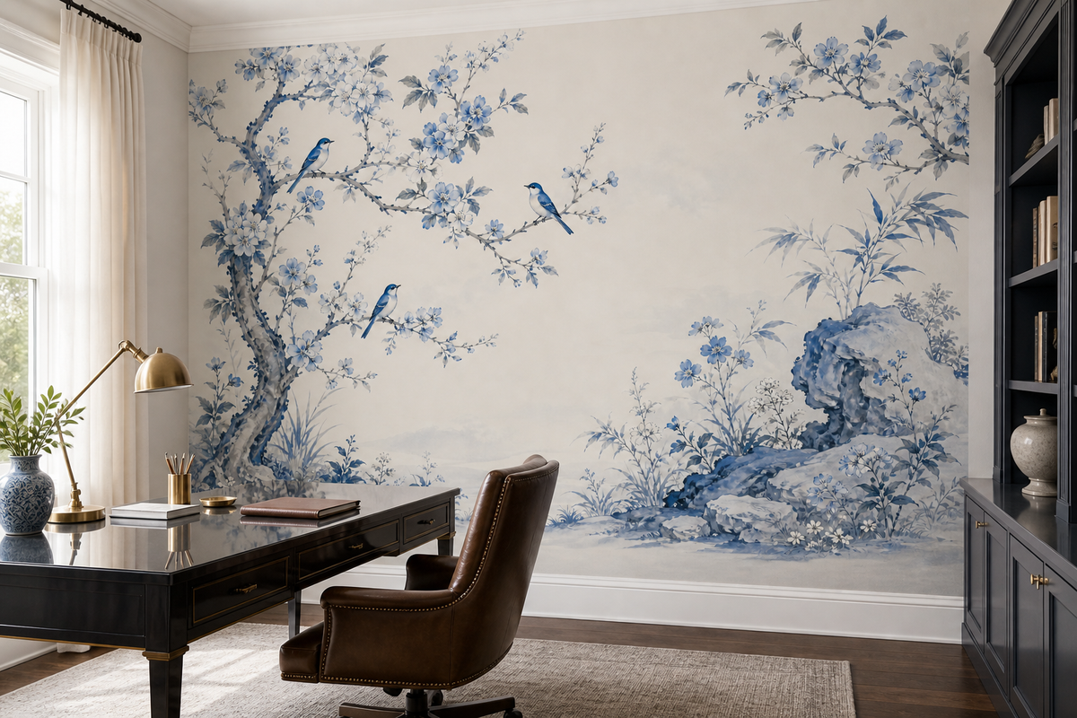 Blue White Wallpaper Mural product view