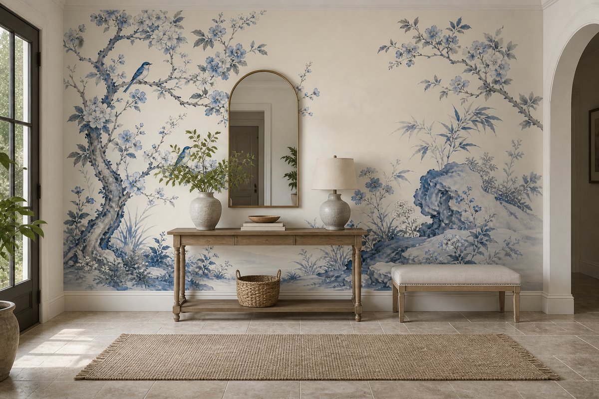 Blue White Wallpaper Mural product view