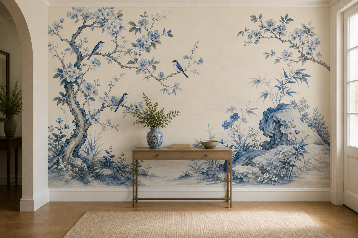 Blue White Wallpaper Mural product view