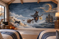 Blue Flying Witch Halloween Wallpaper Mural