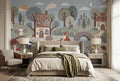 Blue Storybook Woodland Village Wallpaper Mural