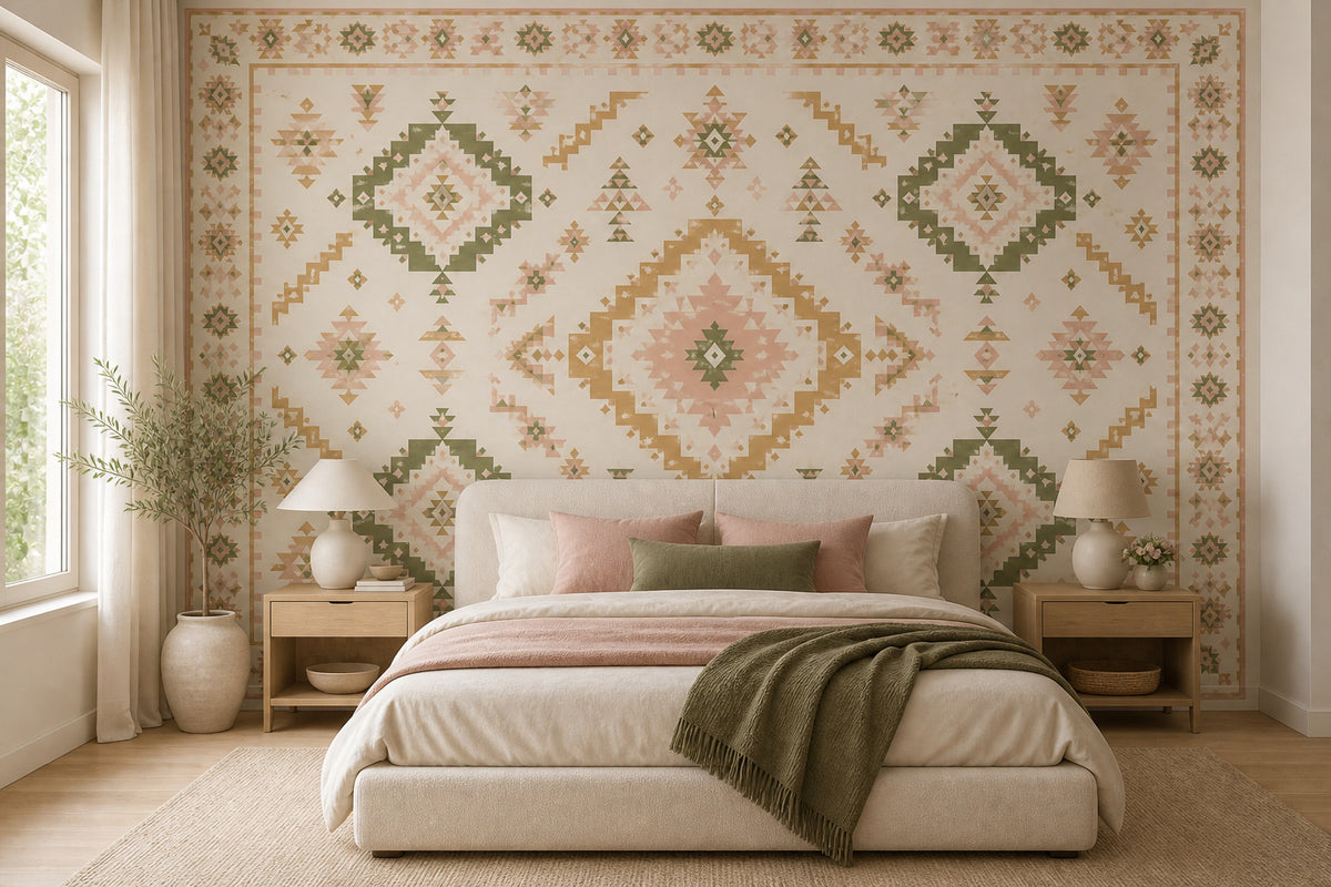 Blush Aztec Wallpaper Mural product view