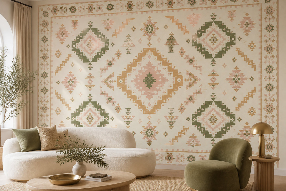 Blush Aztec Wallpaper Mural product view