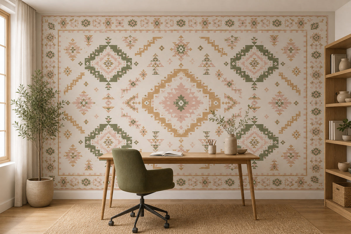 Blush Aztec Wallpaper Mural product view