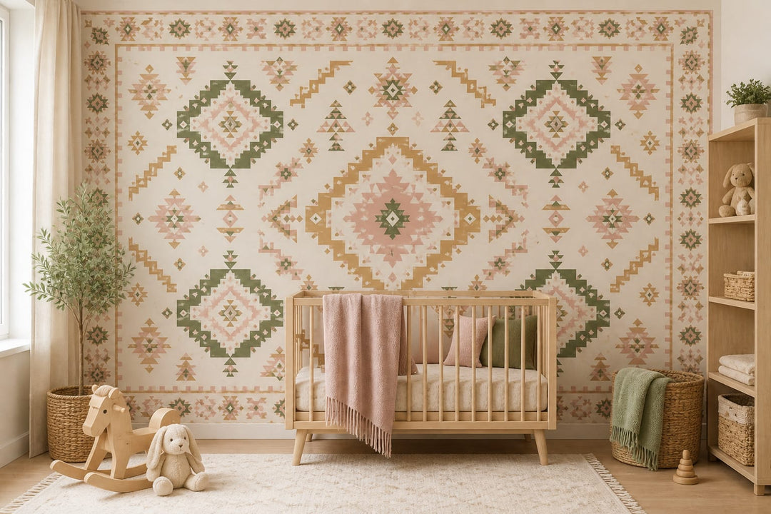 Blush Aztec Wallpaper Mural product view