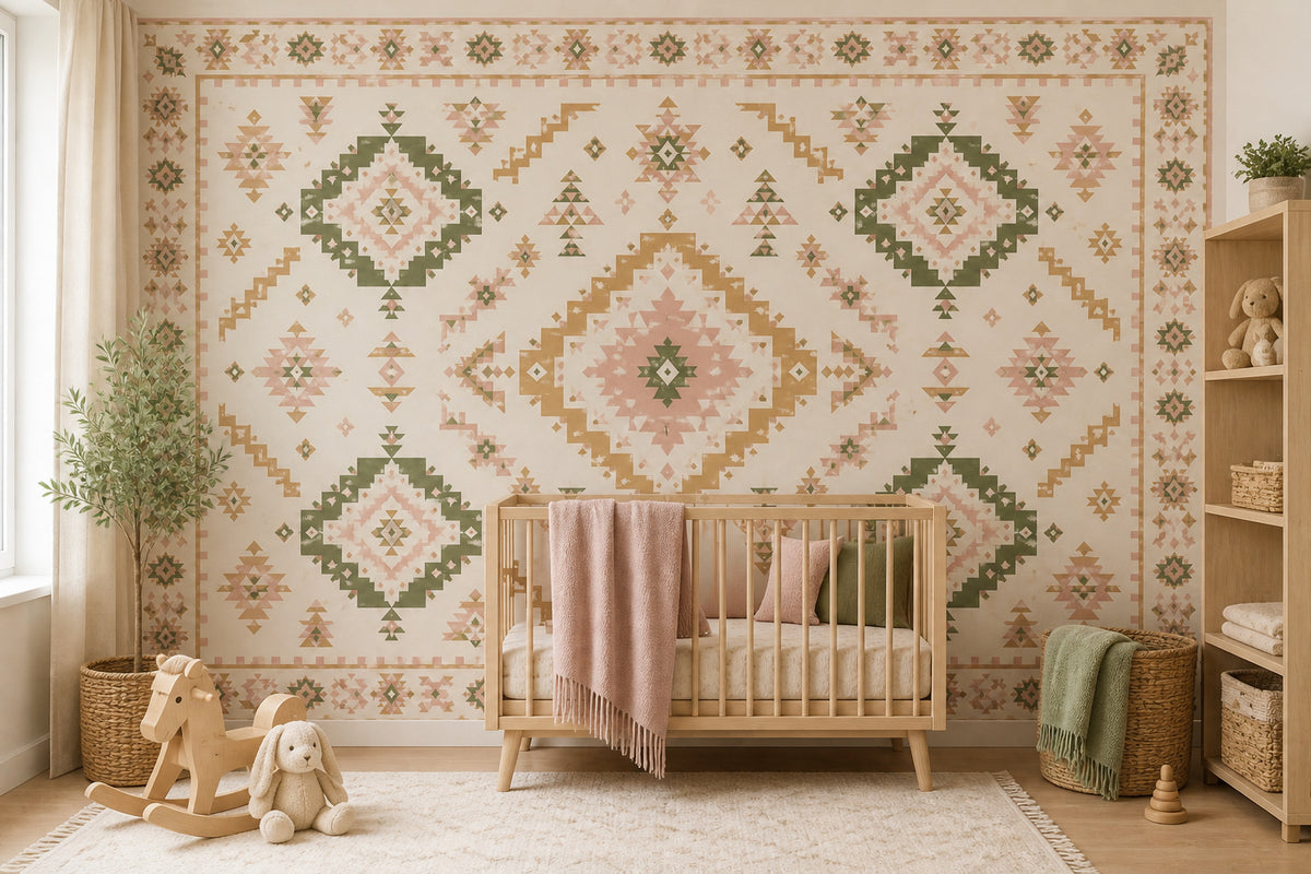 Blush Aztec Wallpaper Mural product view