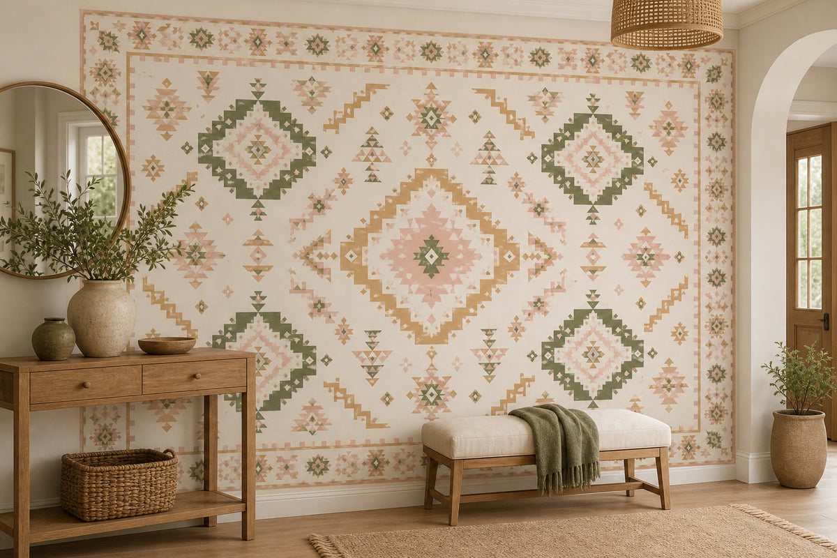 Blush Aztec Wallpaper Mural product view