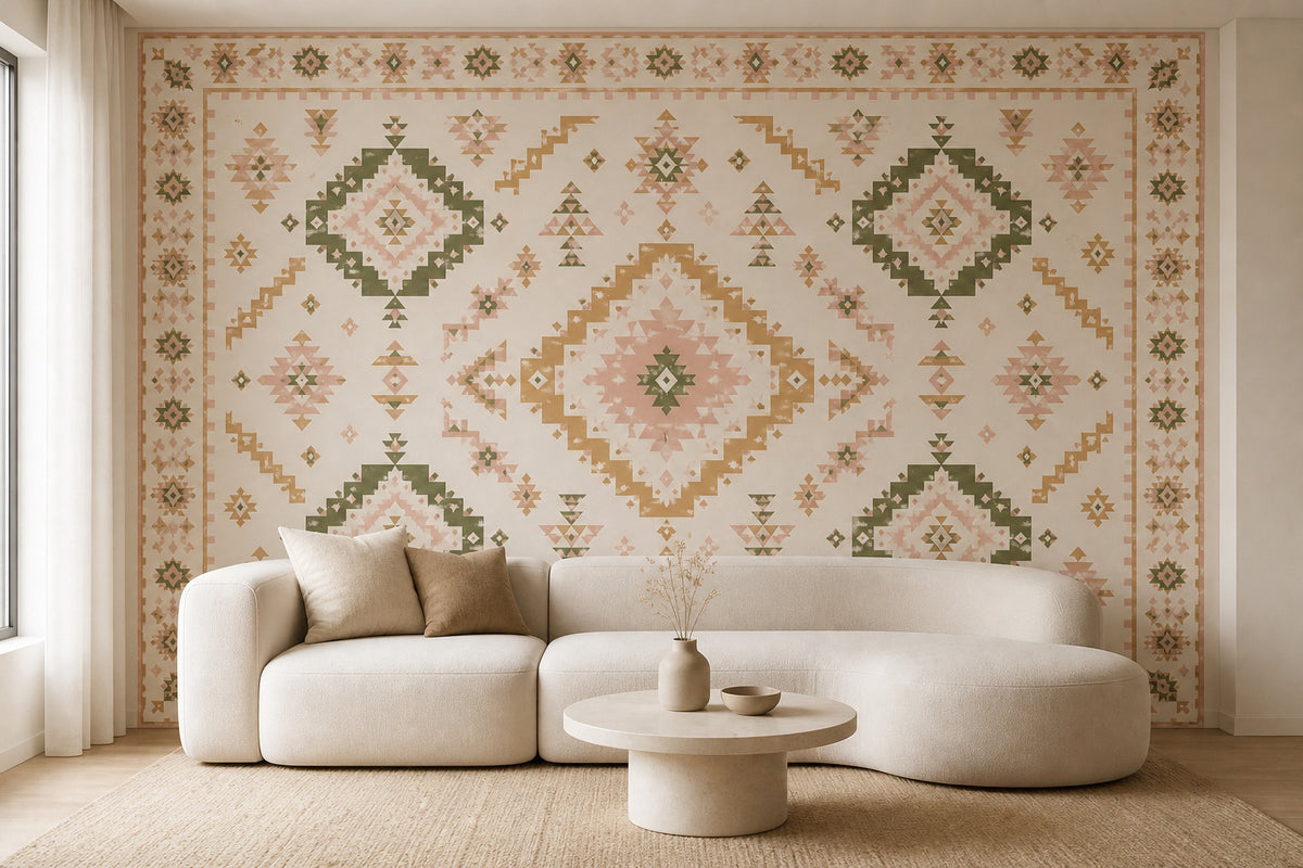 Blush Aztec Wallpaper Mural product view