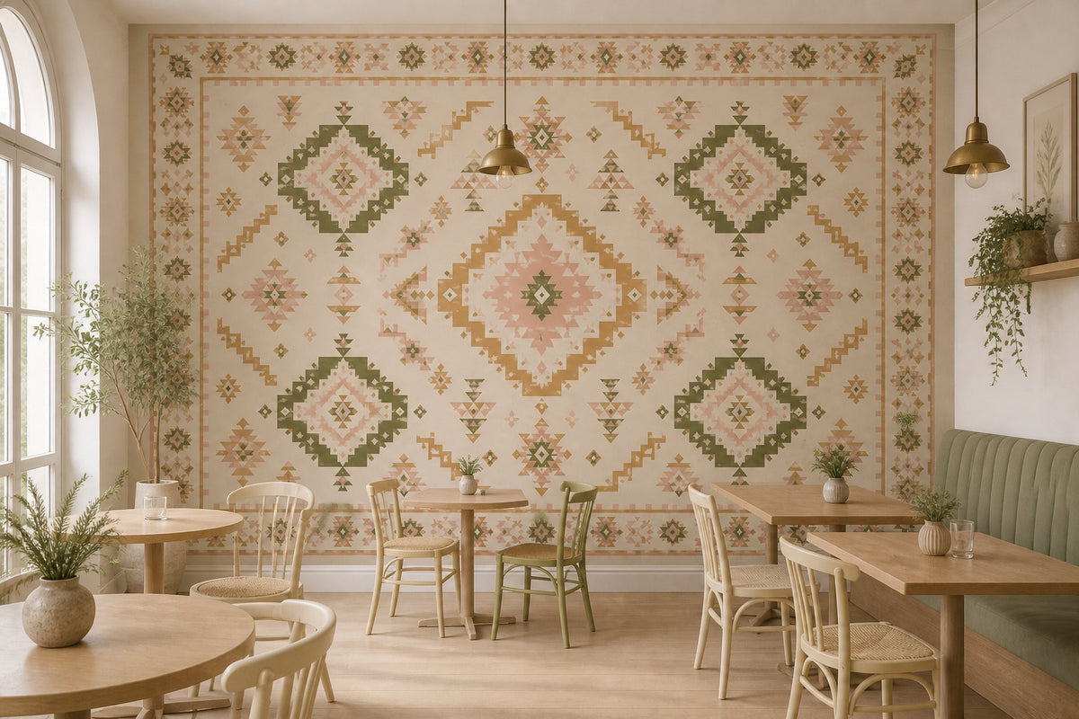 Blush Aztec Wallpaper Mural product view