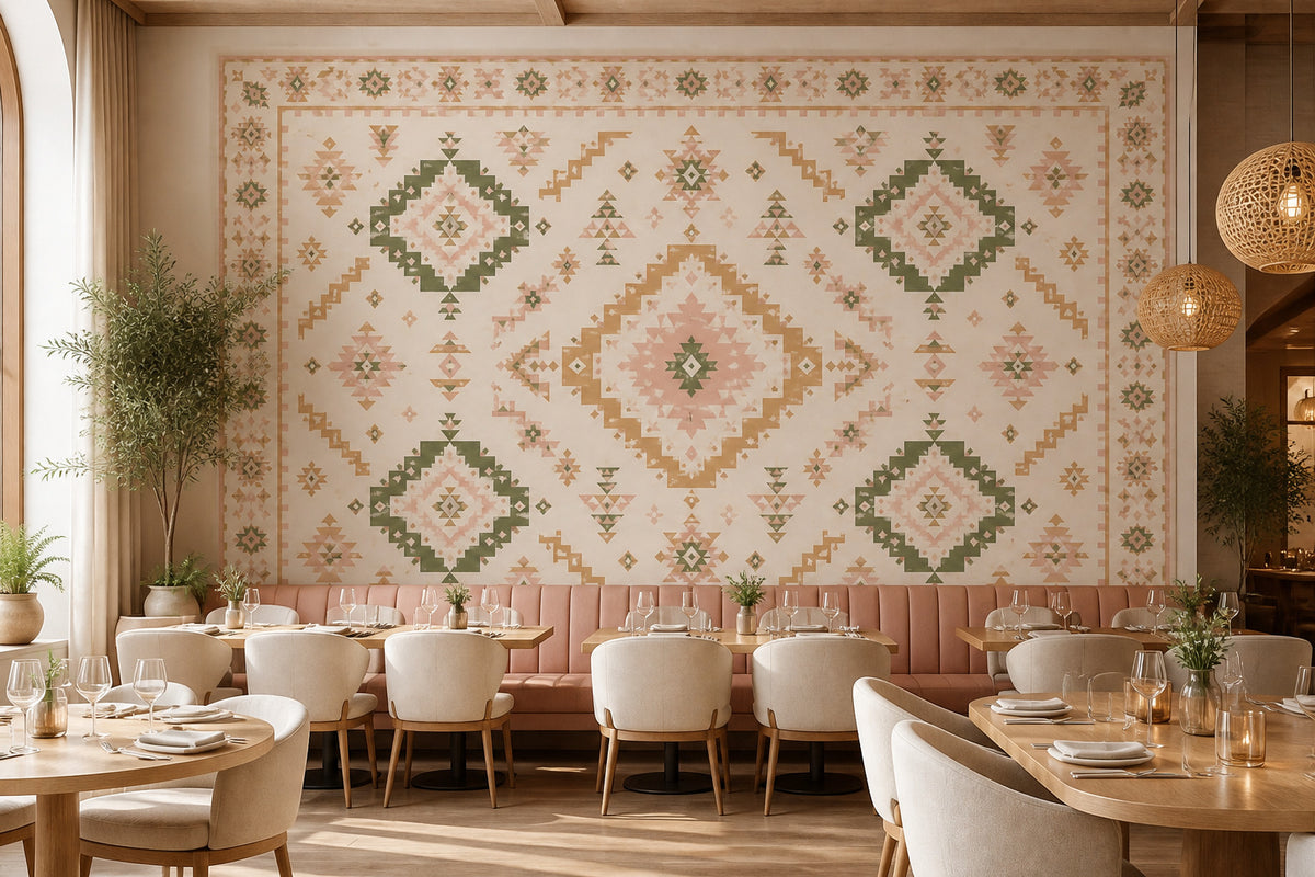 Blush Aztec Wallpaper Mural product view
