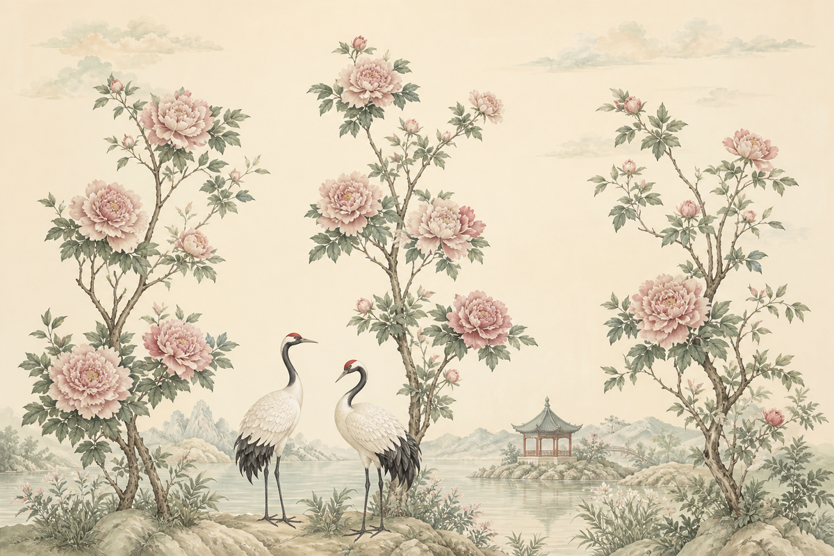 Blush Crane Wallpaper Mural product view