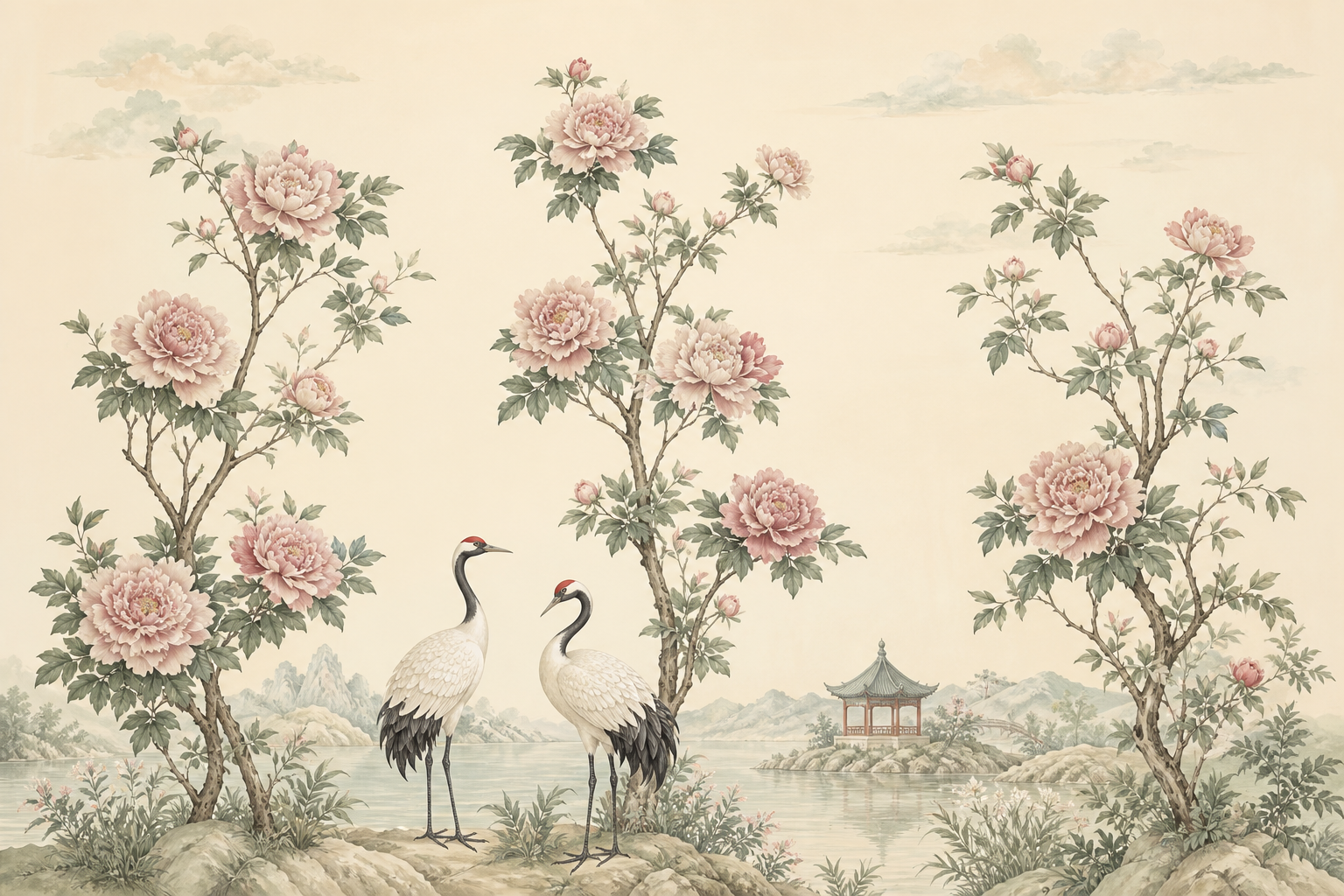 Blush Crane Wallpaper Mural
