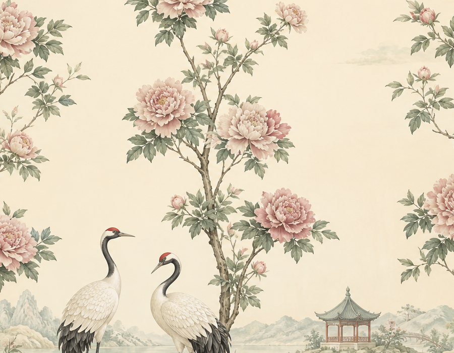 Blush Crane Wallpaper Mural product view