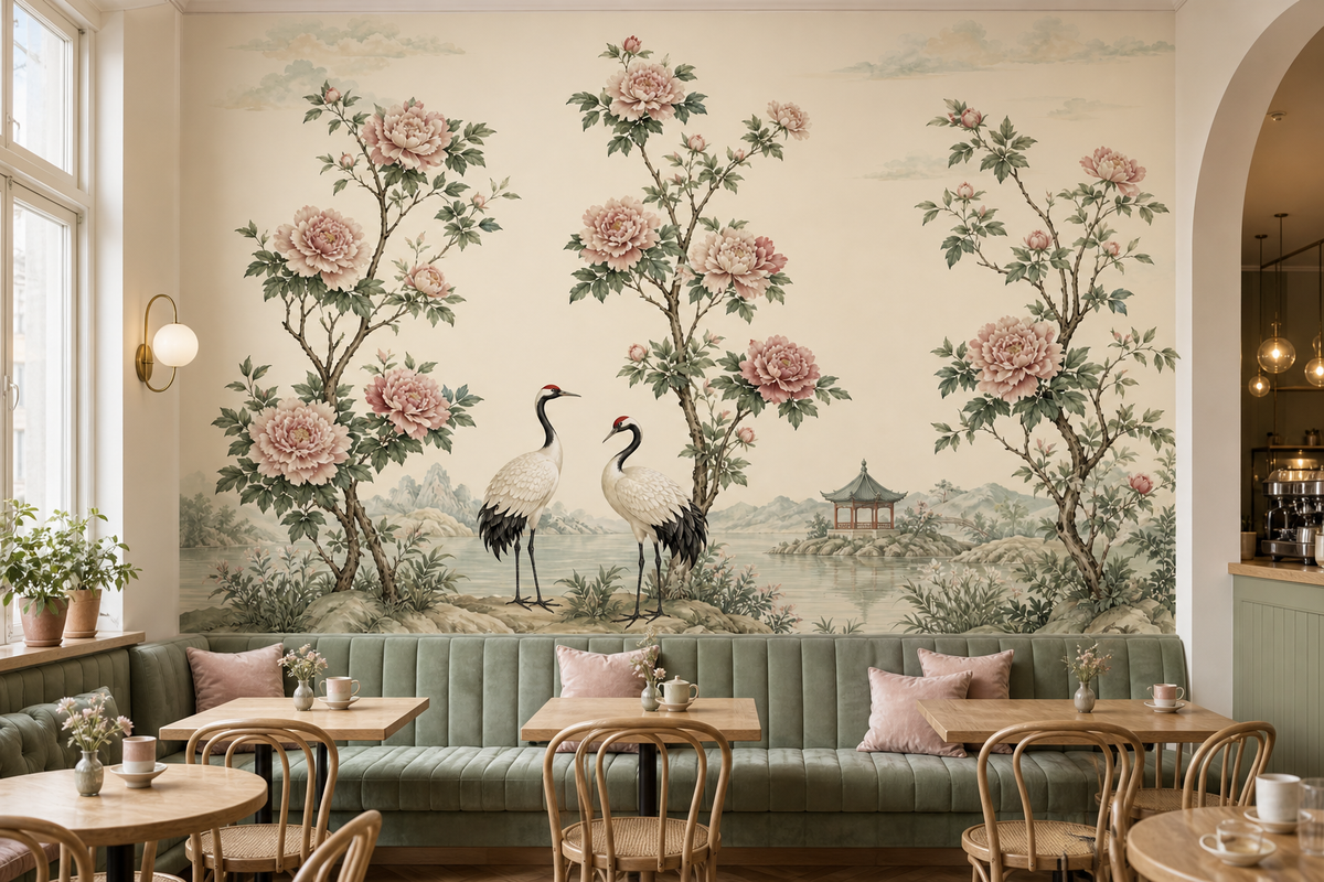 Blush Crane Wallpaper Mural product view
