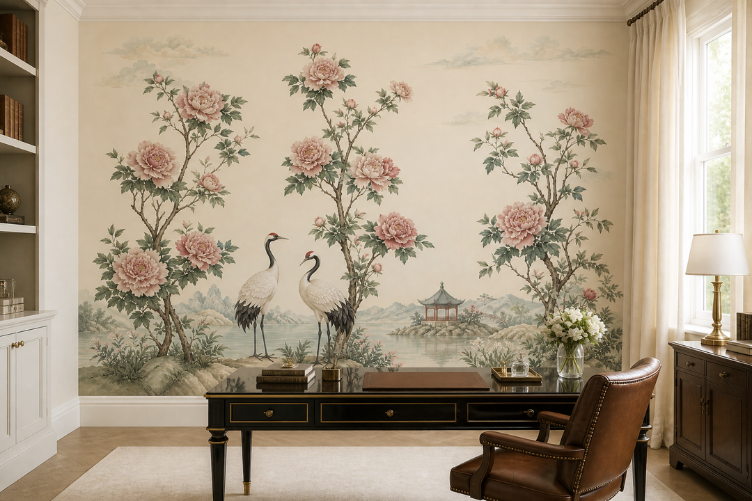Blush Crane Wallpaper Mural product view