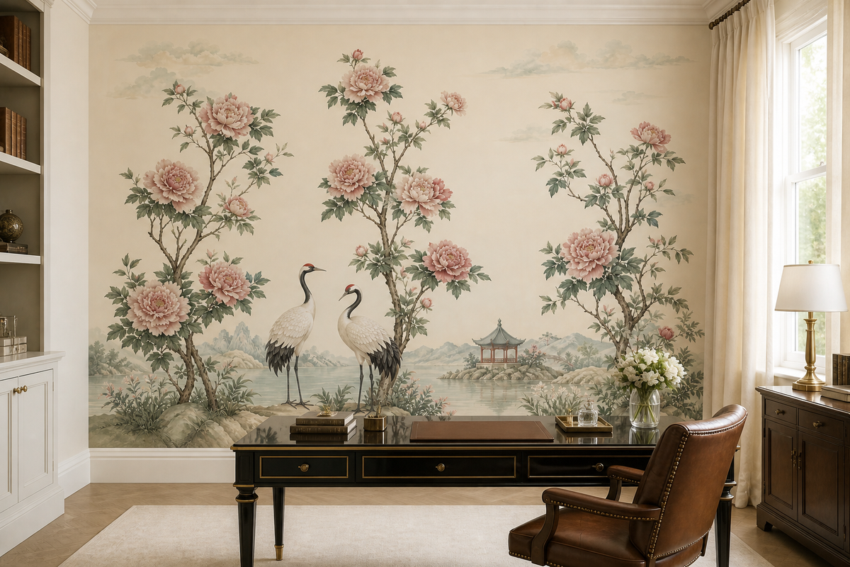 Blush Crane Wallpaper Mural product view