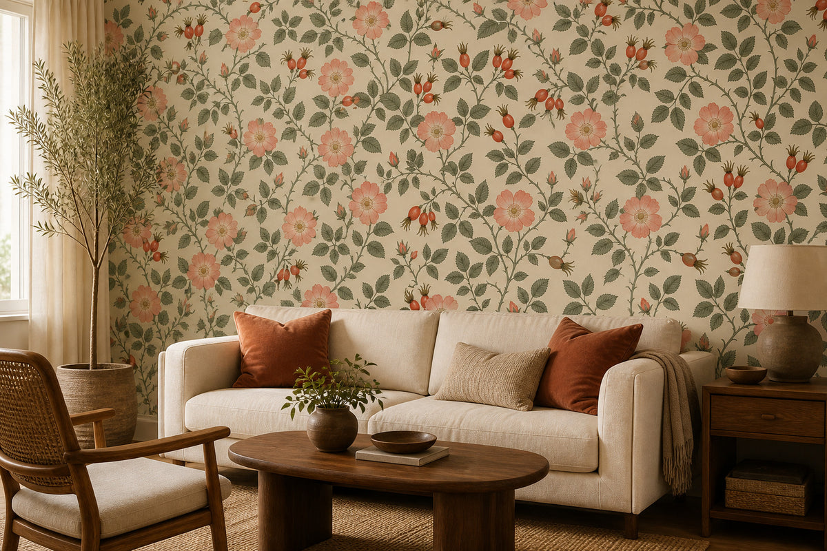Blush Botanical Wallpaper Mural product view