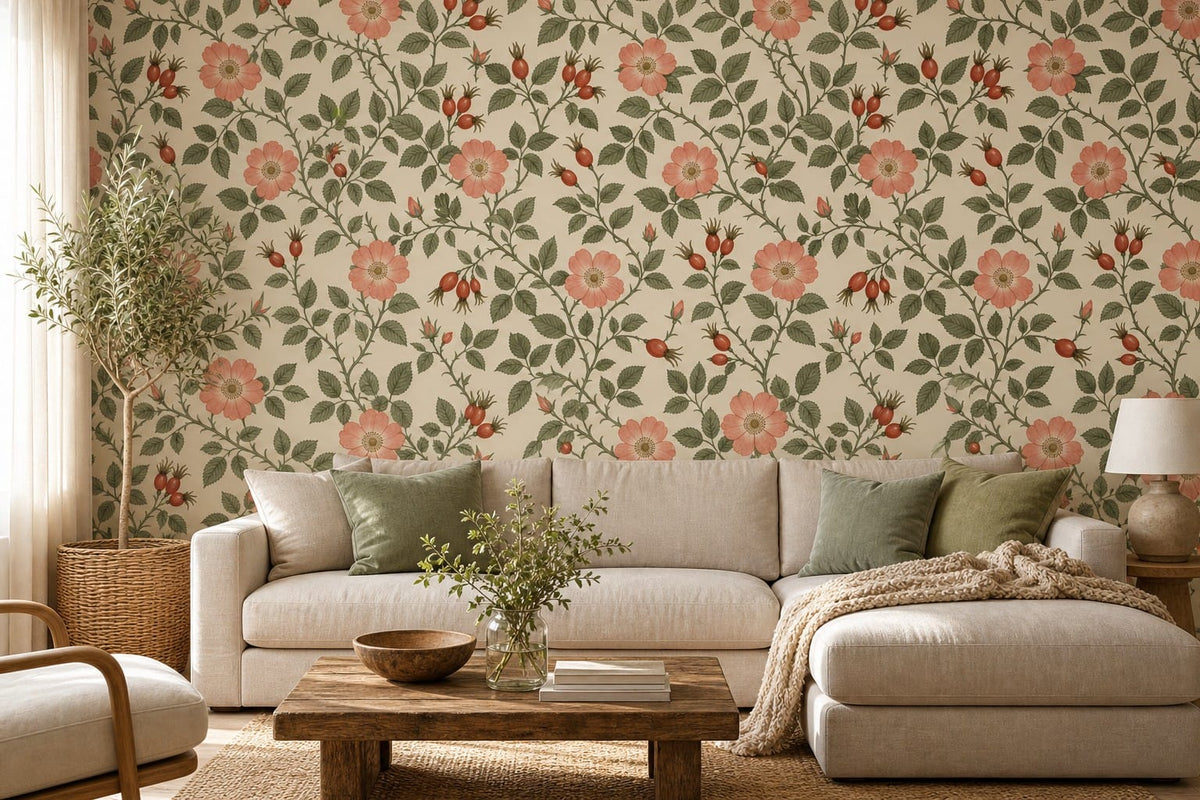 Blush Botanical Wallpaper Mural product view
