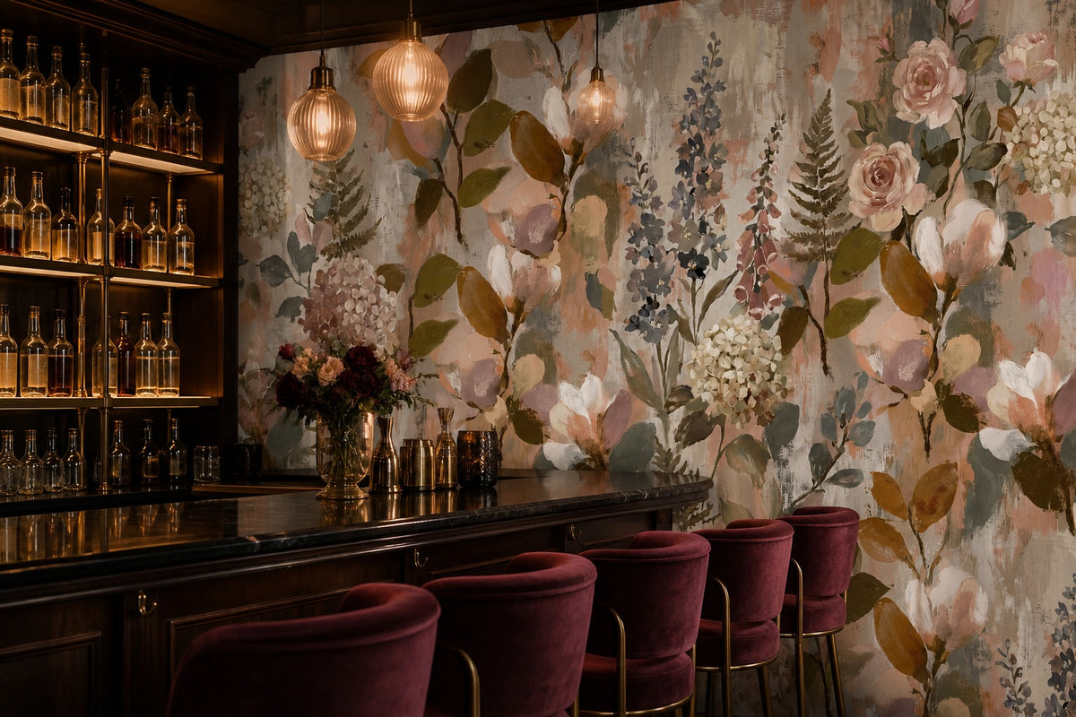 blush nature vintage jungle wallpaper bar custom stick on non woven vinyl removable