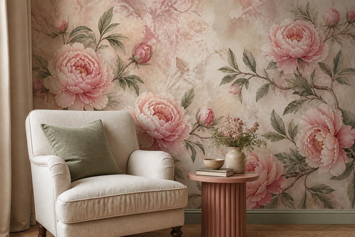 Blush Peony Wallpaper Mural product view