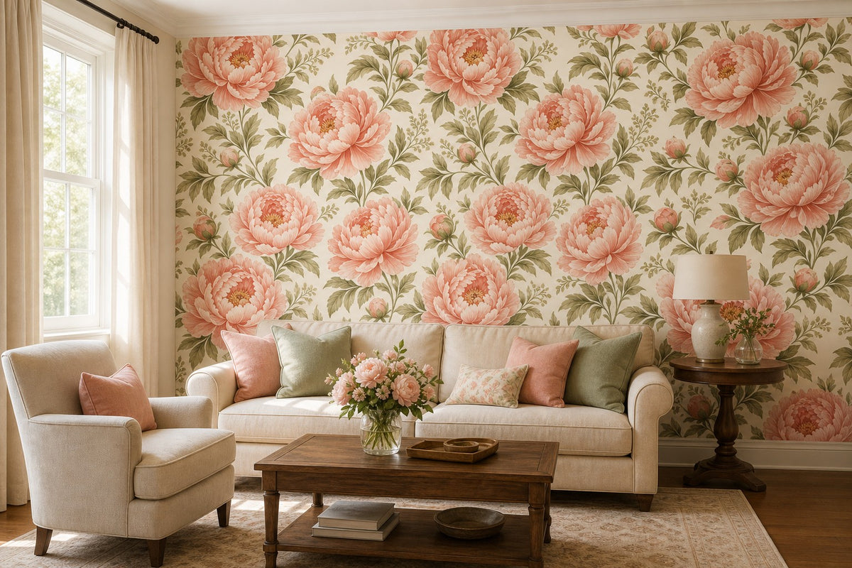 Blush Peony Wallpaper Mural product view