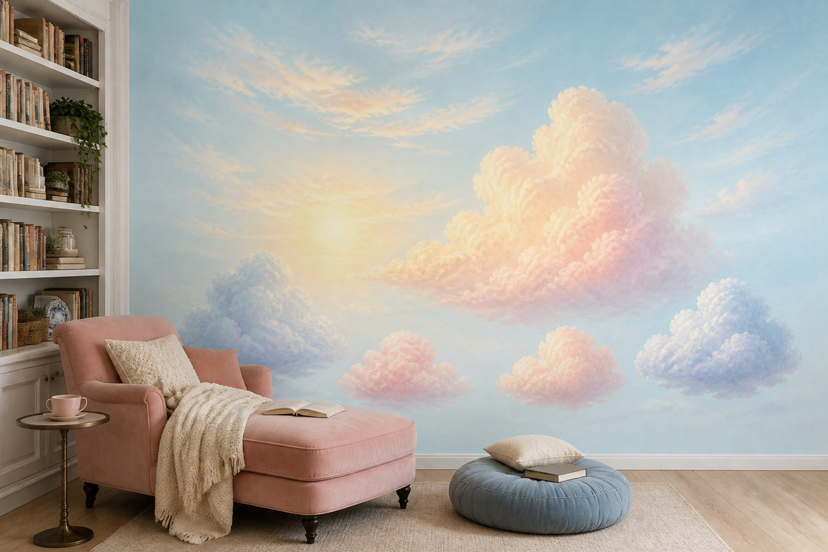Blush Reading Nook Wallpaper Mural product view