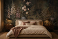 Dark Fern Garden with Pink Roses Wallpaper Mural