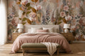 Painterly Pink English Garden Blooms Wallpaper Mural