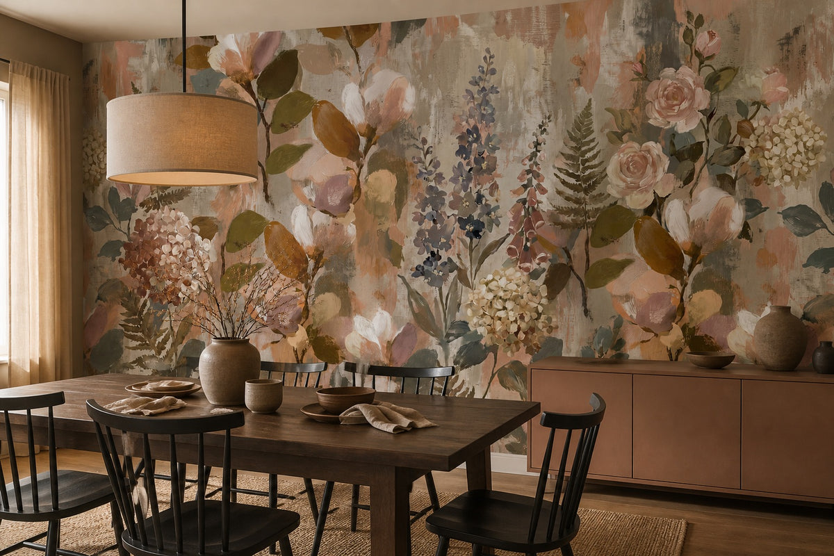 blush vintage jungle wallpaper dining custom peel and stick non woven vinyl removable
