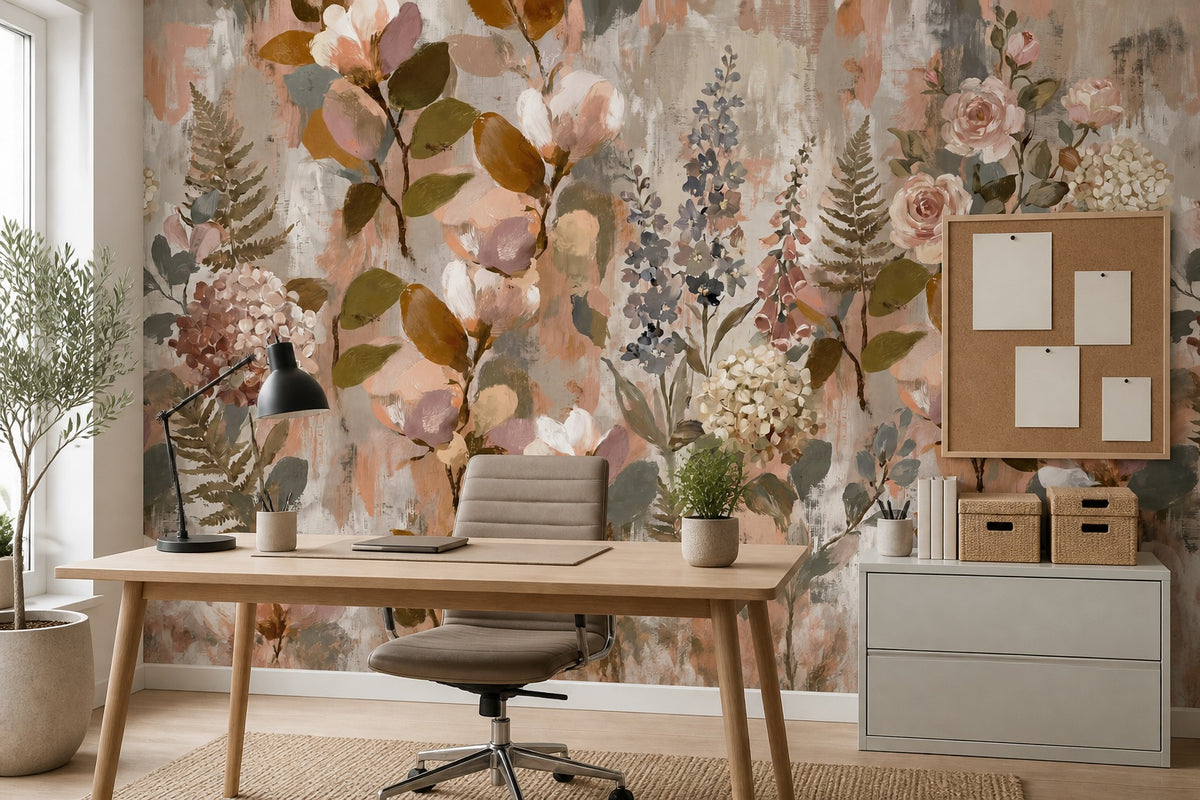 blush vintage jungle wallpaper office custom peel and stick non woven vinyl removable