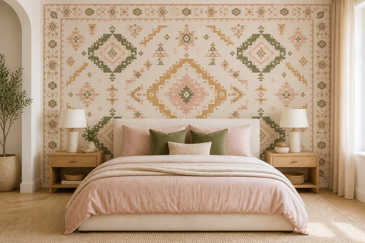 Blush Aztec Wallpaper Mural product view