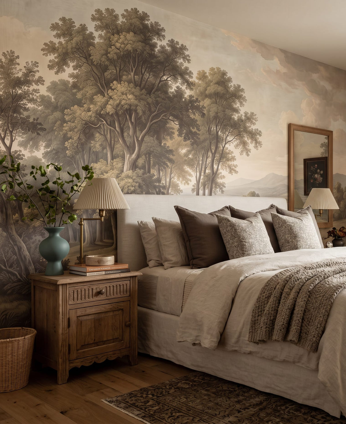Vintage Countryside Forest Landscape Mural Wallpaper
