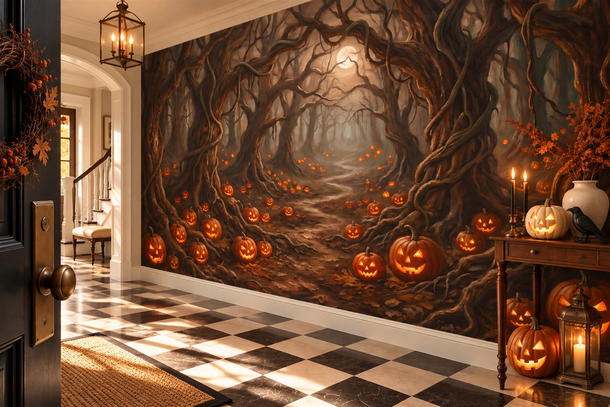 brown forest entryway custom self adhesive removable non woven vinyl wallpaper mural