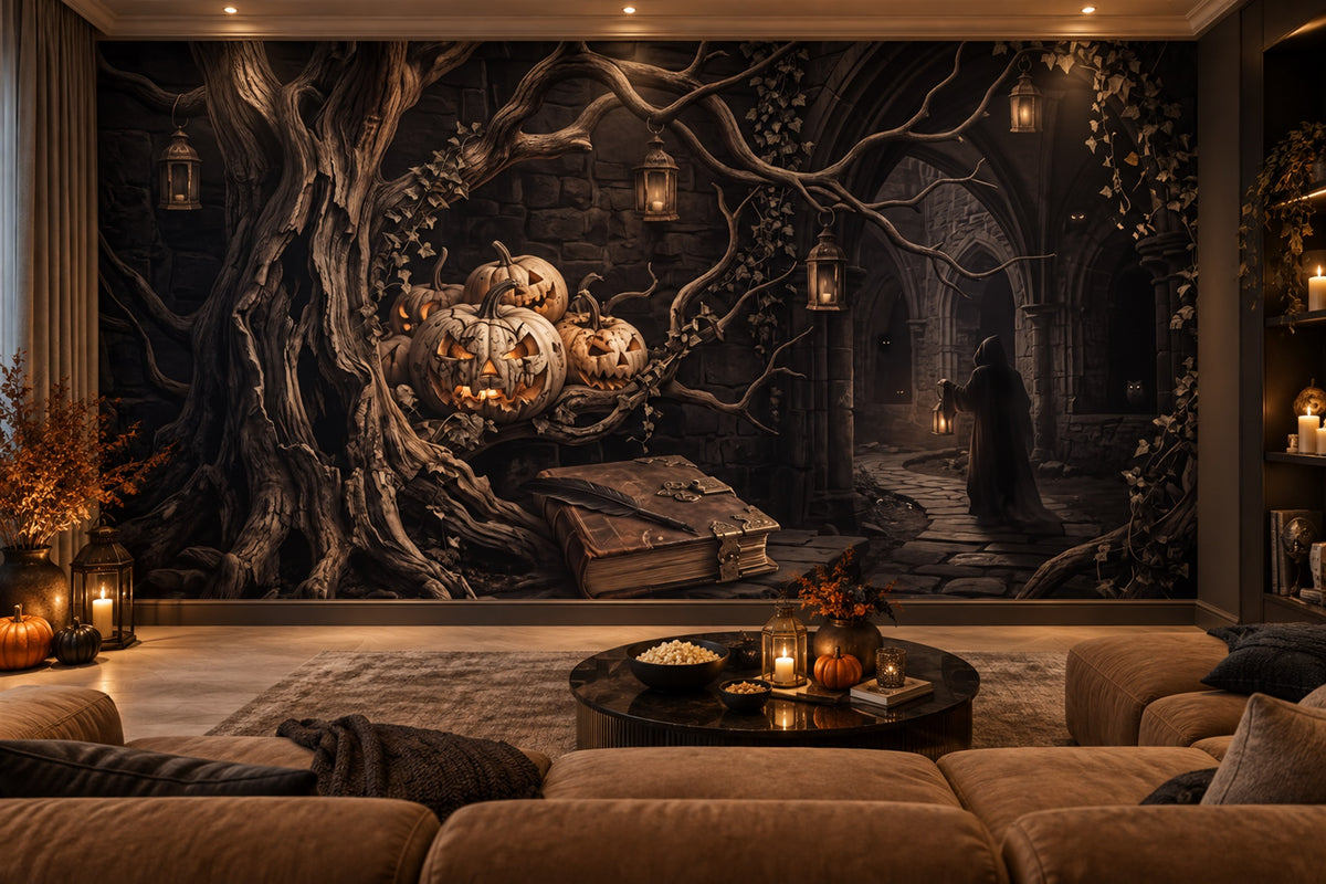 brown pumpkins cinema custom self adhesive removable non woven vinyl wallpaper mural