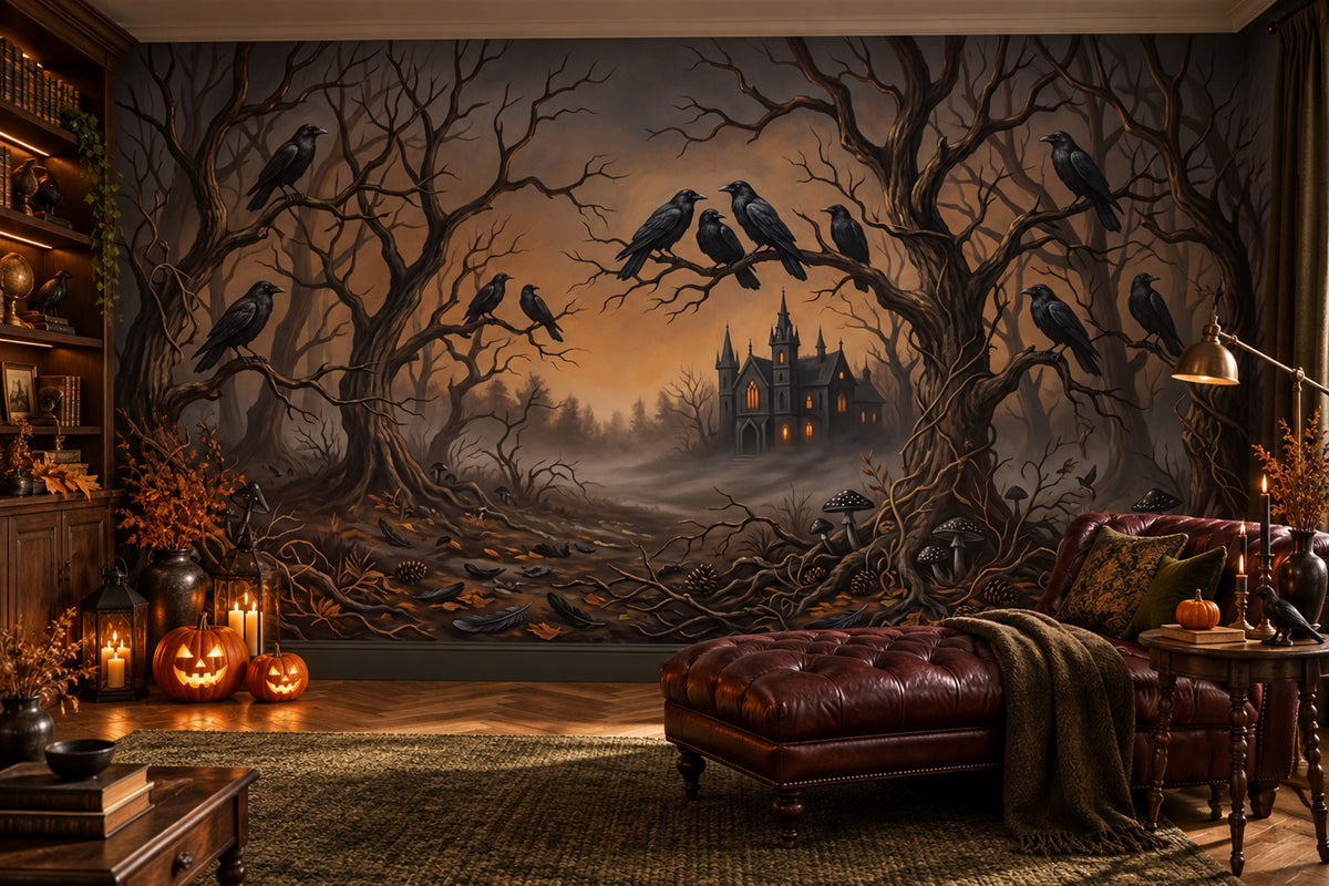 brown ravens custom self adhesive wallpaper mural study removable non woven vinyl