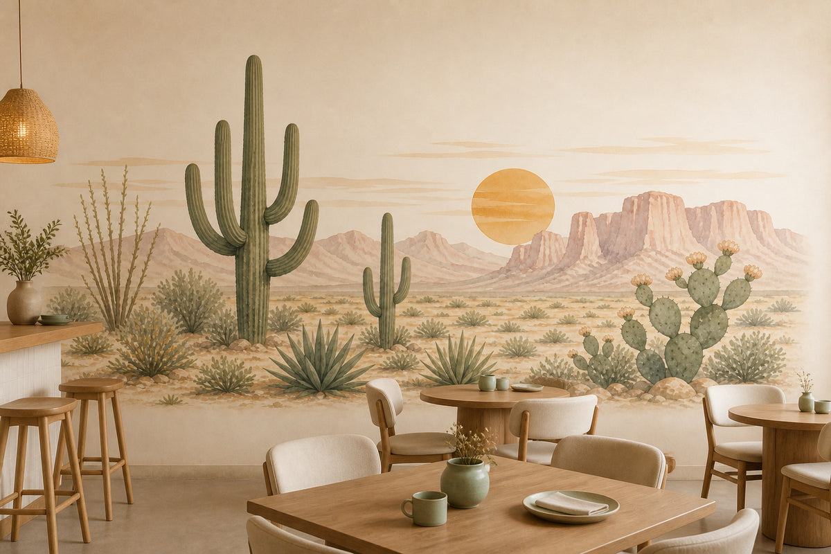 Sage Cactus Wallpaper Mural product view
