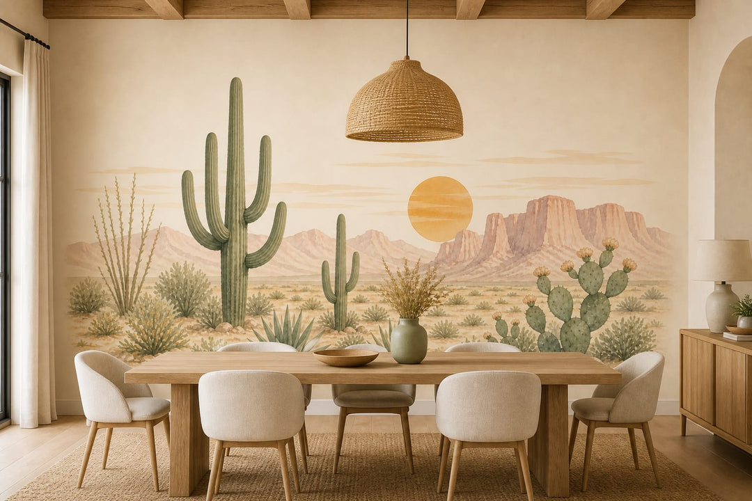 Sage Cactus Wallpaper Mural product view
