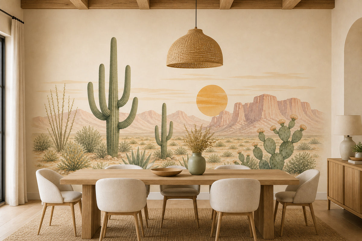 Sage Cactus Wallpaper Mural product view