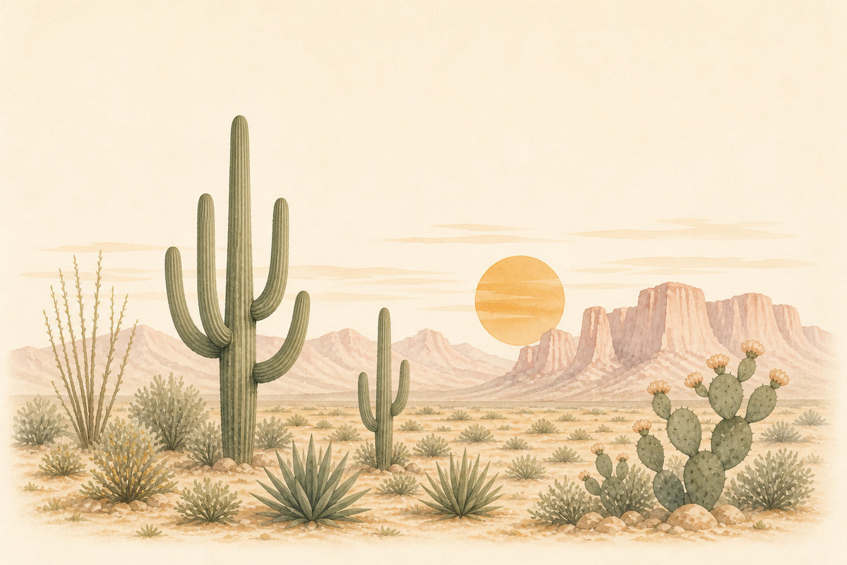 Sage Cactus Wallpaper Mural product view