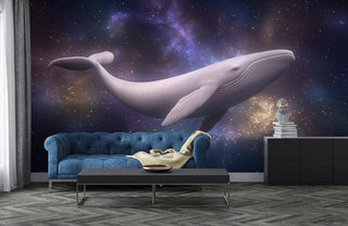 Celestial Whale Drift Mural Wallpaper