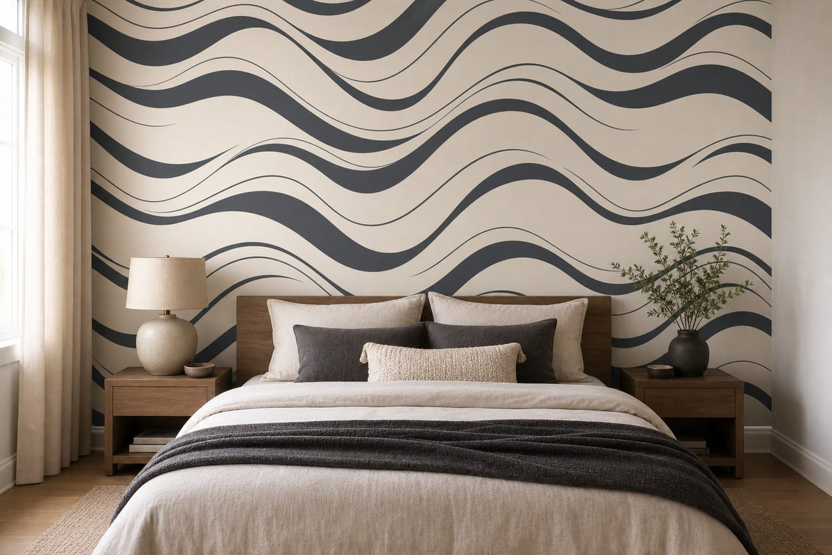 Charcoal Wave Wallpaper Mural product view