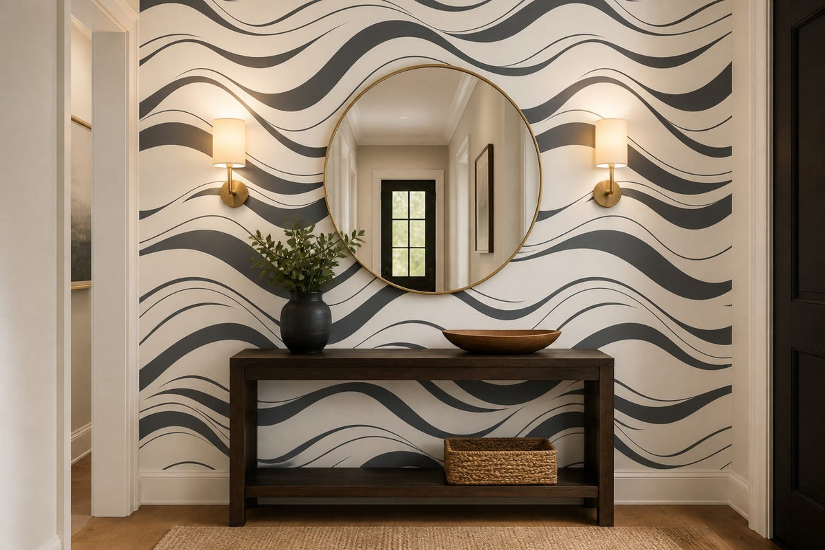 Charcoal Wave Wallpaper Mural product view